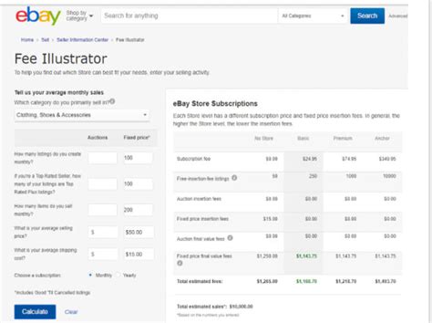 ebay seller fees by category.